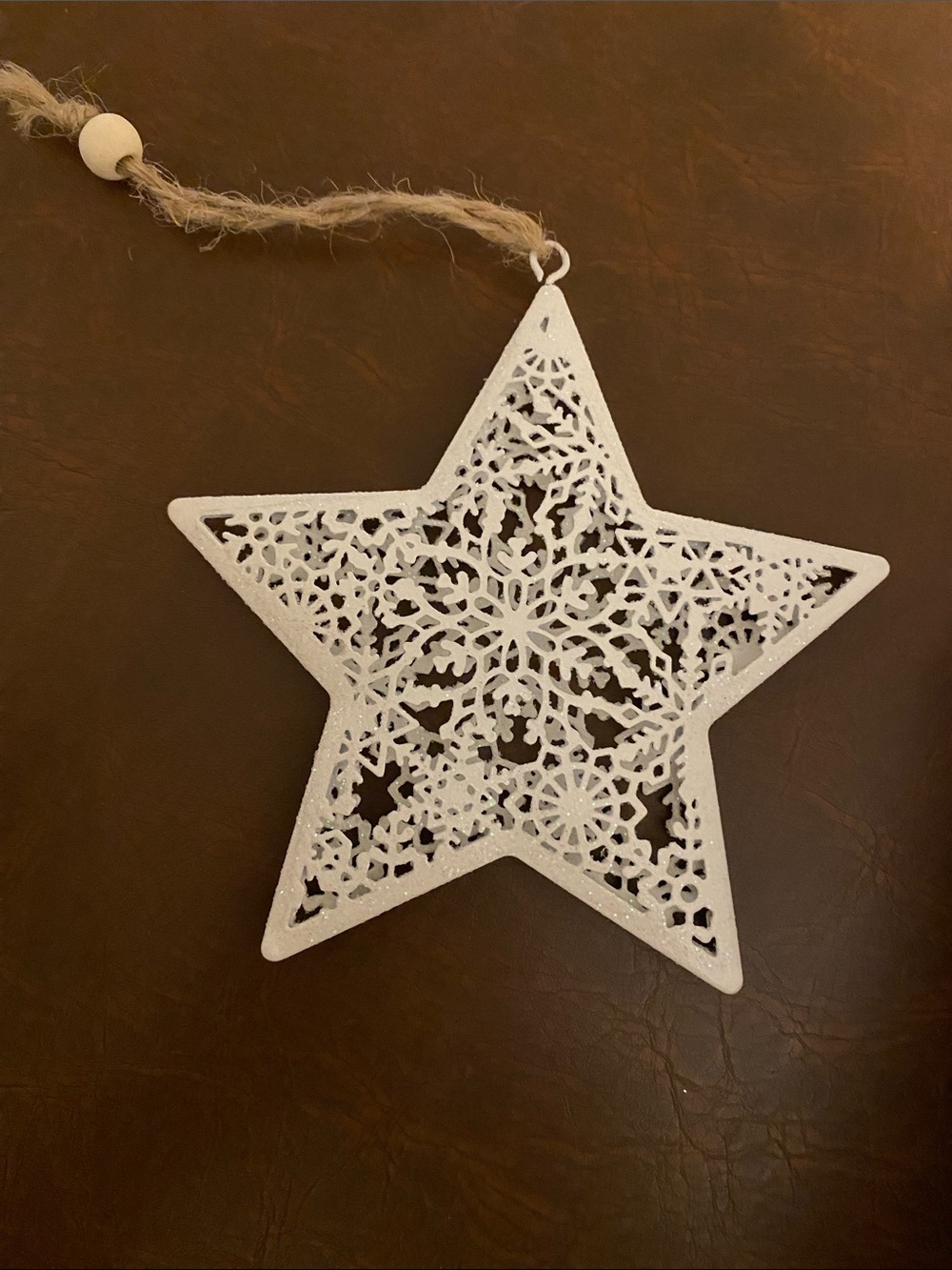 White Star Snowflake Filigree Holiday Ornament - Home Holiday